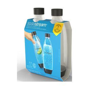 SodaStream 1 Liter Dishwasher Safe Slim Carbonating Bottles, Twin Pack, Black"