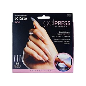 KISS GelPress Professional Gel Nail Starter Kit, Includes 56 Pre-Sculpted Gel Nail Extensions, UV Gel, 1 LED Lamp, 6.7 mL Primer, 1 Nail File, 1 Manicure Stick"