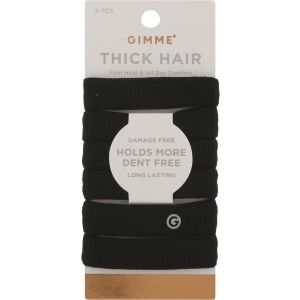 Gimme Thick Hair Ties, black, 6 Pieces,"