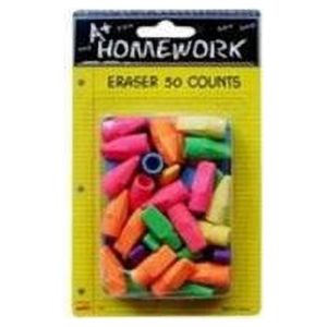 Cap Erasers - Assorted Colors - 50 count(Pack of 48 )