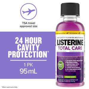 Listerine Total Care Anticavity Fluoride Mouthwash, Fresh Mint, 95 mL"