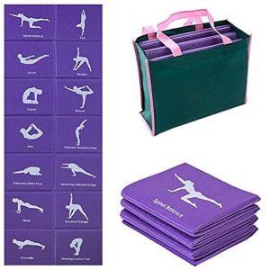 RDJSHOP Yoga Mat - Folding Yoga Travel Pilates Mat - Non Slip Foldable Exercise Mat with Carry Bag for Home Gym Yoga Pilates and Floor Workouts, 38 X