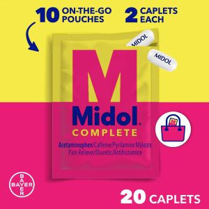 Midol Complete on The Go, For Relief of Menstrual Pain, Caplets, 10 Pouches"