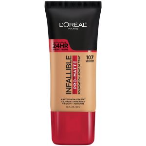 L'Oreal Paris Infallible Pro-Matte Liquid Foundation Makeup, 107 Fresh Beige, 1 fl oz"