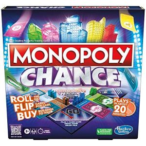 Monopoly Chance Fast-Paced 20 Minute Board Game for Kids and Family Ages 8 and up 2-4 Players