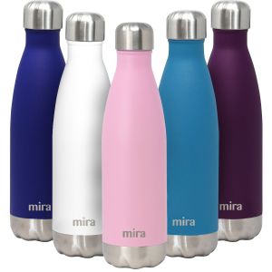 MIRA 17oz Stainless Steel Vacuum Insulated Water Bottle, Leak-Proof Double Walled Cola Shape, Rose Pink"