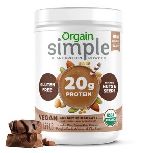 Orgain Simple Organic Vegan 20g Protein Powder- Plant Based, Non-GMO, Chocolate 1.25lb"