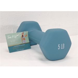 Single 5lb Hand Weight Neoprene Hex Dumbbell Blue Tone It up Fitness Comfort