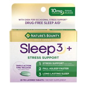 Nature’s Bounty Sleep3 Sleep Aid with Melatonin, Relaxation and Stress Relief Tri-Layered Tablets, 10 Mg, 28 Ct"