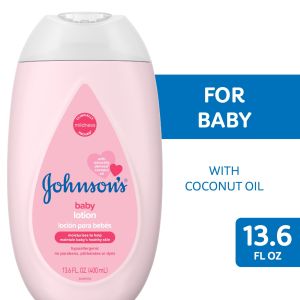 Johnson's Moisturizing Pink Baby Body Lotion for Baby and Toddler with Coconut Oil, 13.6 fl oz"