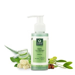 Organic Harvest 3-in-1 Face Wash For Dry & Normal Skin, Daily Use, Ideal For Cleansing, Scrubbing, & Glowing Skin,100% Organic,Paraben & Sulphate Free - 100 ml"