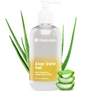 Honeyskin Aloe Vera Gel for Face, Hair & Body 100% Organic Aloe Vera -8.5oz"