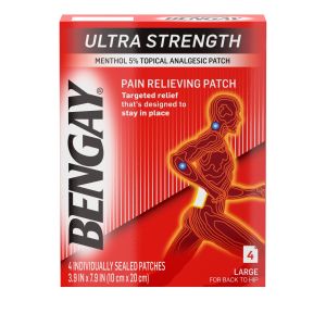 Ultra Strength Bengay Pain Relief Patch, 3.9 x 7.9 in, 4 Ct"