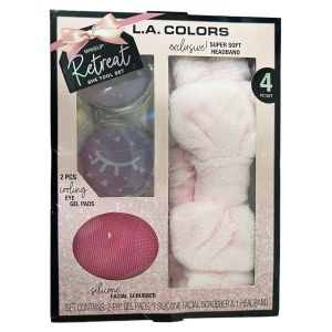 L.A. Colors Makeup Retreat Spa Tool Set, 4 Piece Set; Headband, Eye Gel Pads, Facial Scrubber"