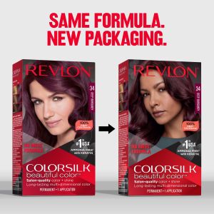 Revlon Colorsilk Beautiful Color Long Lasting Permanent Hair Color, 034 Deep Burgundy"