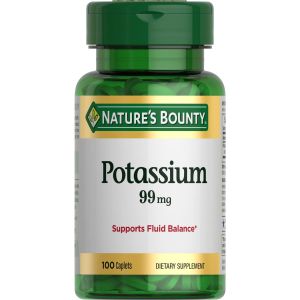 Nature's Bounty Potassium Gluconate 99 mg Caplets for Fluid Balance Support, 100 Ct"