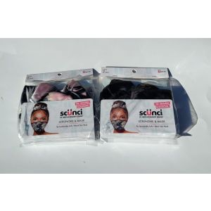 Scunci Scrunchie & Face Mask Set Floral Satin Design & Black 2 Pack