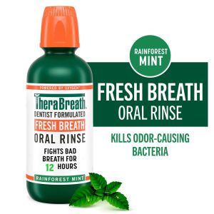 TheraBreath Fresh Breath Mouthwash, Rainforest Mint, Alcohol-Free Mouthwash for Adults, 16 fl oz"