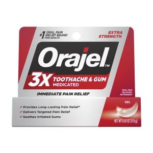 Orajel 3X Medicated Toothache & Gum Pain Gel, Immediate Pain Relief, Extra Strength, 0.42 oz"