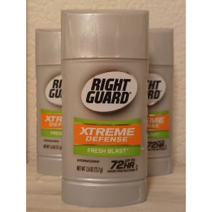 Lot of 3 New - Right Guard Xtreme Defense Fresh Blast Deodorant - 2.6 Oz