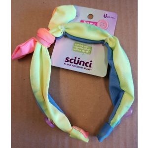 Scunci U Headband Tie-Dye, Neon Yellow,pink,blue for Girls, Buttons for Mask