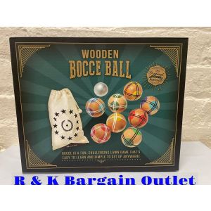 The Original Fun Workshop Wooden BOCCE BALLS & Bag Outdoor Lawn Ball Game Nib