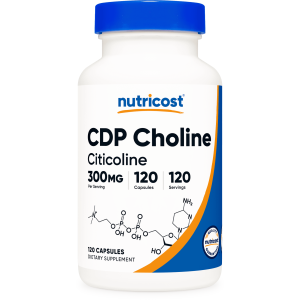 CDP Choline, Citicoline, 300 mg, 120 Capsules, Nutricost"