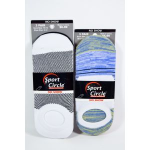 2 Packs of 3 Pairs Sports Circle No Show Socks Sock Size 10-13 Shoe Size 6-12