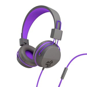 Jlab JBuddies Studio On-Ear Kids Wired Headphones, Graphite/Purple, Studio Volume Safe, Volume Limiter, Folding, Adjustable, Noise Isolation, with Mic"