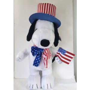 NEW Peanuts Snoopy Patriotic Plush ~24" Tall 4th of July Porch Greeter W/Flag