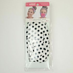 Scunci 1 Piece 2-in-1 Headwrap Mask Polka Dot Black & White