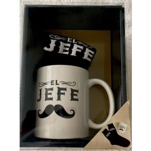 EL JEFE 10oz Ceramic Mug and Socks Set. by Creative Home and Kitchen. NEW