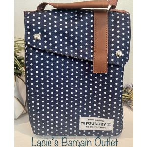 Dyer Insulated Lunch Bag ~ the Foundry ~ 8"x5.25"x10" ~ Blue White Polka Dots