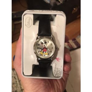 Disney MICKEY MOUSE MK1003 Accutime Unisex Watch Stainless Black Band Read Descr