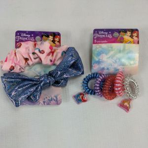 Princess Hair Accessories Lot of 2 Scrunchies and Spirals 7 Pieces Total