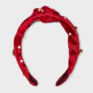 Christmas Novelty Satin Candycane Headband - Red