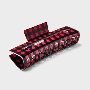 Acrylic Plaid Claw Hair Clip Red/Black