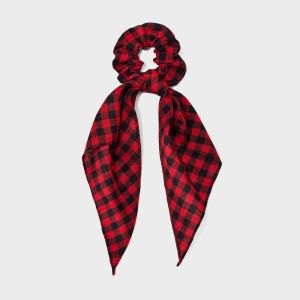 Buffalo Plaid Print Hair Twister Tail - Red/Black