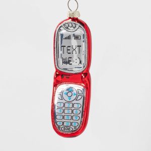 Glass Cell Phone Christmas Tree Ornament Red - Wondershop™