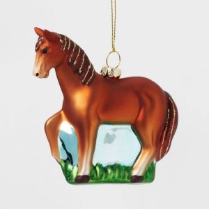 Glass Horse Christmas Tree Ornament Dark Brown - Wondershop™