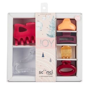 Scunci Holiday Assorted Claw Hair Clips Gift Set - Pink - 6ct