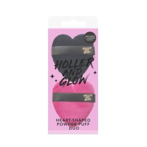 Holler and Glow Heart Shape Makeup Powder Puff Duo - 2ct