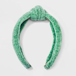 Chenille Fabric Knot Top Headband - Universal Thread™ Green