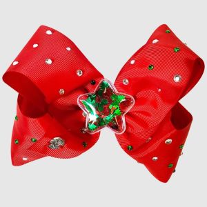 Girls' JoJo Siwa Christmas Bow with Star Shaker Hair Clip - Red