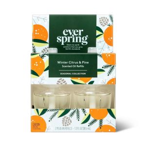 Winter Citrus & Pine Electric Scented Oil Air Freshener - 2ct - Everspring™