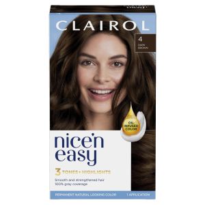 Clairol Nice'n Easy Permanent Hair Color Cream, 4 Dark Brown, Hair Dye, 1 Application"