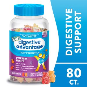 Digestive Advantage Kids Daily Probiotics, Gut Health For Kids, Natural Fruit Flavors, 80 Gummies"