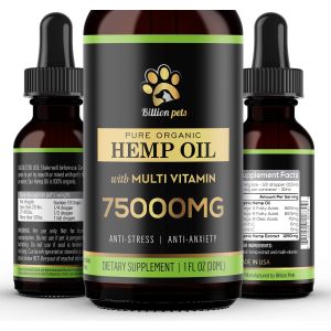 Billion Pets - Hemp Oil for Dogs and Cats - Hemp Oil Drops with Omega Fatty Acids - Hip and Joint Support and Skin Health 1 Pack