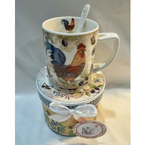 New PORCELAIN Tea Cup / Coffee Mug & Spoon with Matching Round Gift Box Roaster