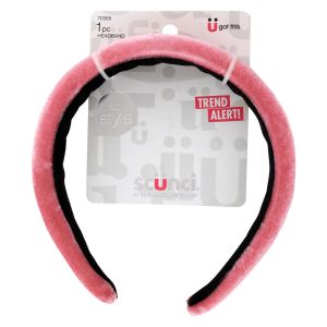 Scunci U Got This Real Style Velvet Headband, Pink, 1-Piece